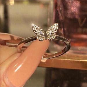 Sterling Silver Rhinestone Butterfly Ring